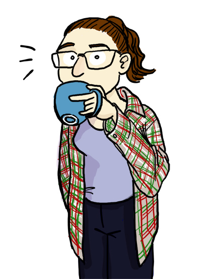 quick drawing of myself in a large flannel